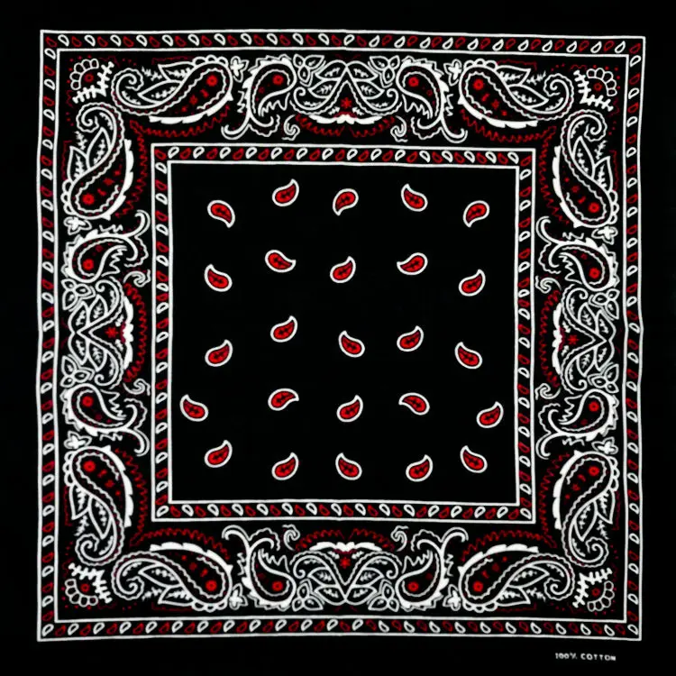 Cotton Black Bottom Red Paisley Bandana Multipurpose Hip-hop Unisex Bandanas Hair bands Single Sided Head Wrap Scarf Scarves mens knit scarf Scarves