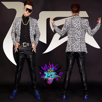 

Stage jackets !Quan Zhilong with the coat style trend of men's hair stylist bar nightclub bar DJ male singer costumes