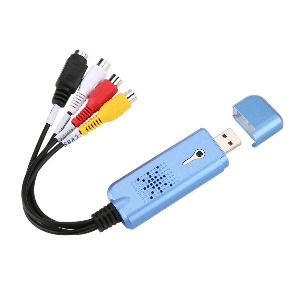 

Portable USB 2.0 Easycap Video Audio Capture Card Adapter VHS DC60 DVD Converter Composite RCA Blue