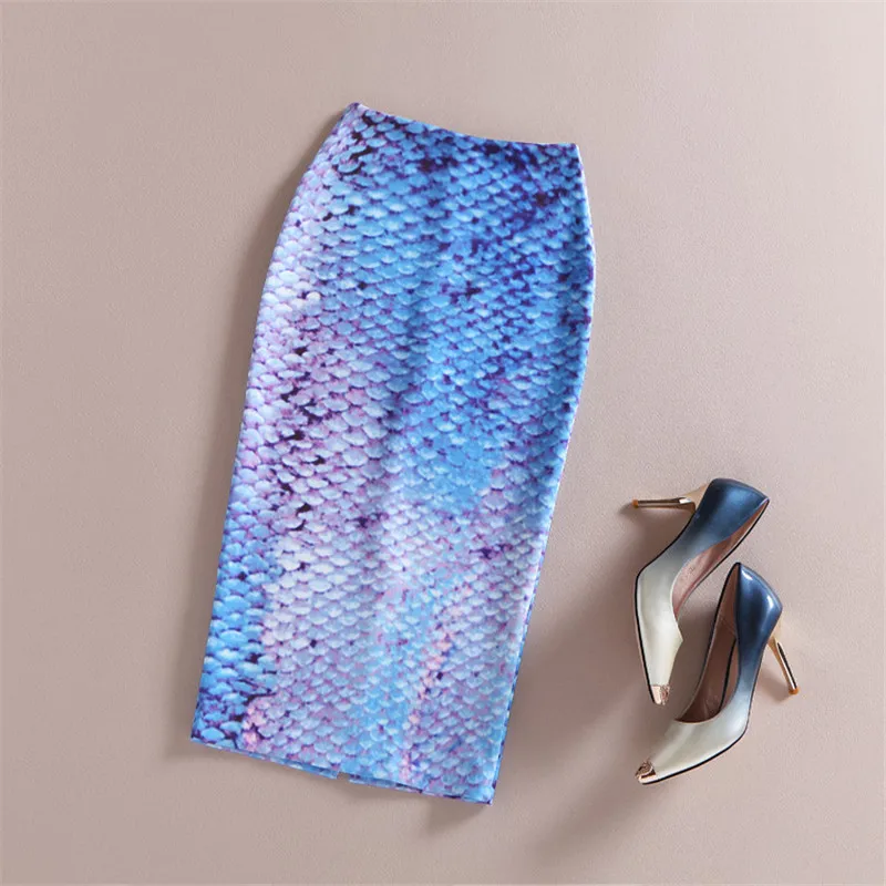 Pencil Skirt Print Midi Skirts Womens Faldas Mujer Jupe Femme Elastic Waist Summer Plus Size S - L LXJ_002 | Женская одежда