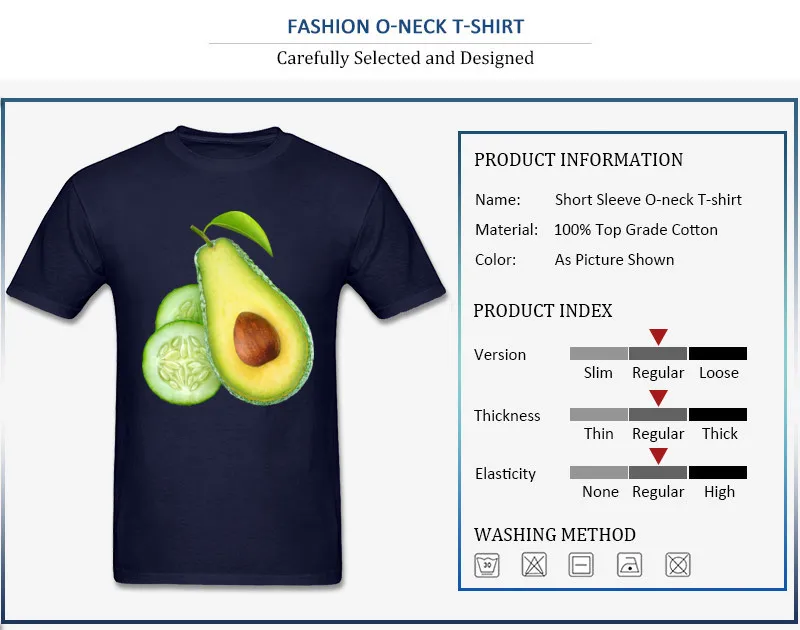 Printed On Avocado and cucumber Men's Top T-shirts Retro Summer Short Sleeve Round Neck 100% Cotton Tees Birthday Clothing Shirt Avocado and cucumber