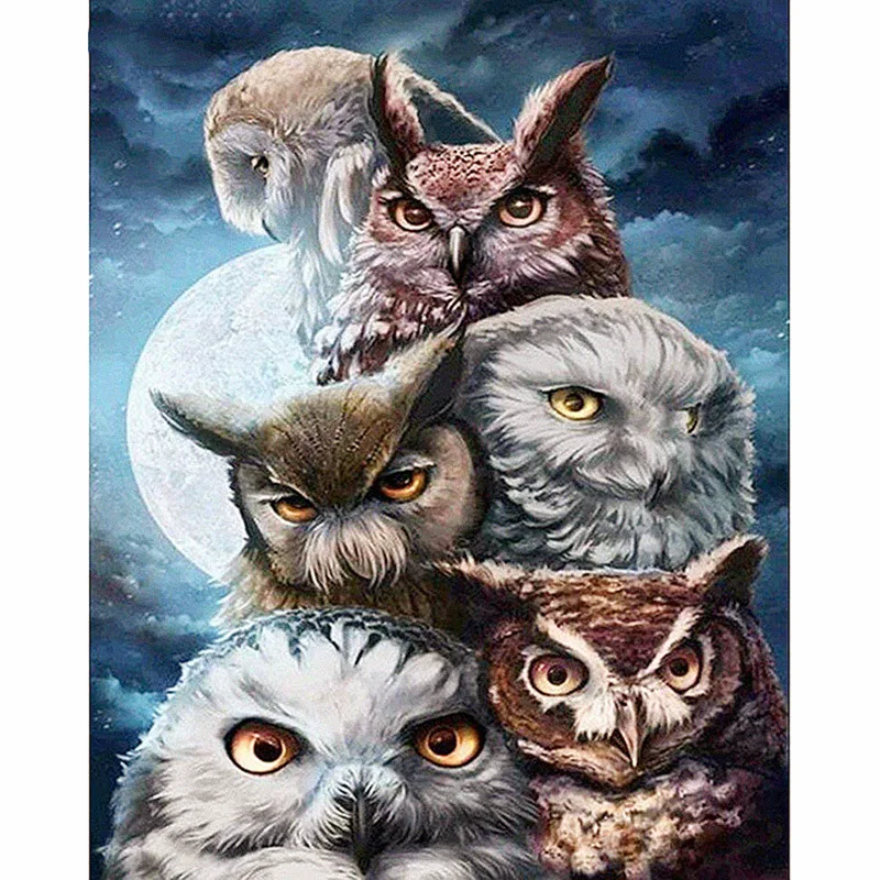 

Diamond Painting Square/Round Daimond Painting"Owls and moon"Mosaic Rhinestone Embroidery Painting Home Decor Gift