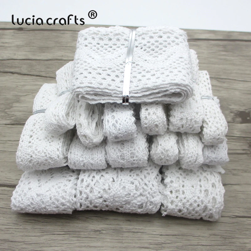 Lucia crafts 2 ярдов/партия белый хлопок кружевная ткань вышитая сетка отделка ленты