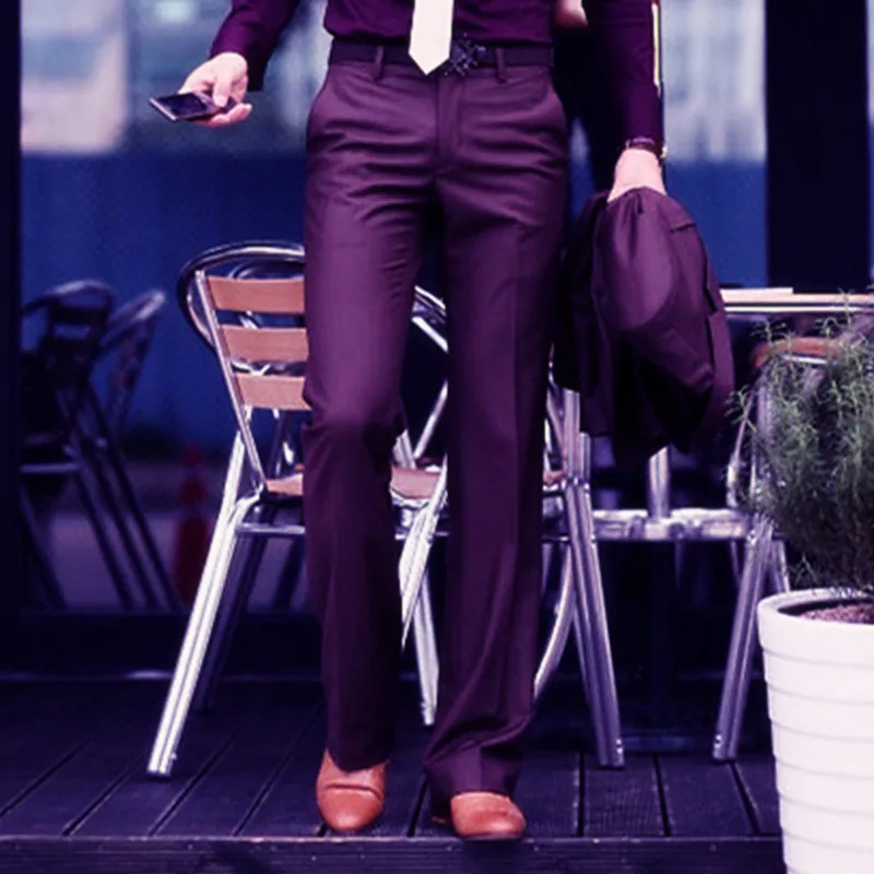Men's Flared Pants Male Summer Straight Suit pants British leisure Free hot feet trousers Formal pants For Men Dress