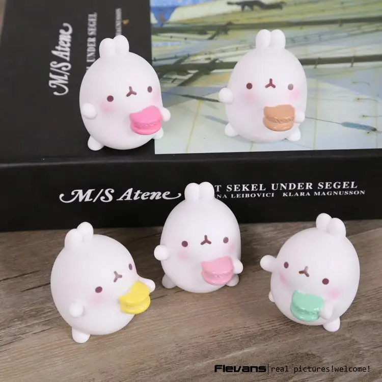 Милые Molang кролик ПВХ Фигурки Модель игрушки куклы-подвески детские игрушки Gifrs подарки 5 см 5 шт./компл. 2 стиля OTFG194