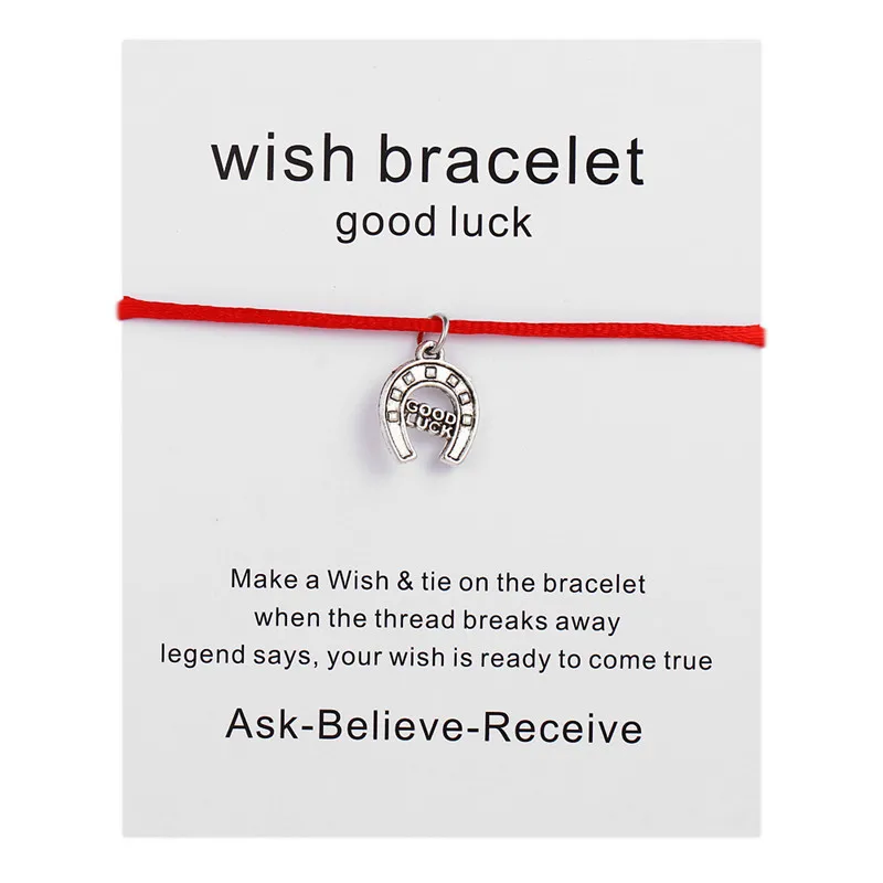

New Cute Silver Good Luck Horseshoe Charm Bracelet Make a Wish Jewelry for Women Men Friends Love Card Bracelets