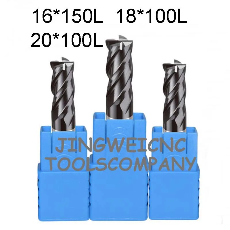 HRC45 Tungsten Carbide end mill extra long length 16*150mm 18*100mm, 20