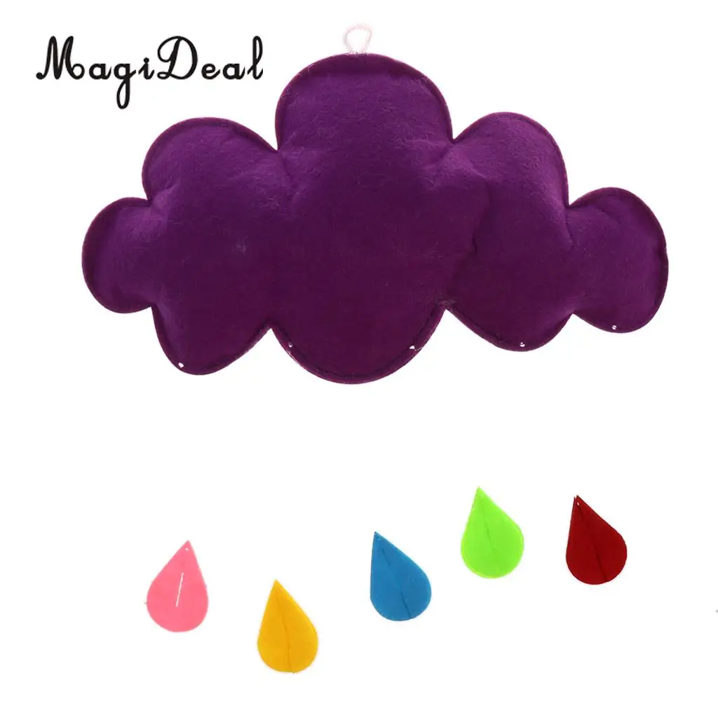 Cute Cloud with Raindrop Hanging Ornament Pendant for Kids Play House Play Tent Crib Canopy Nursery Decoration Toy purple