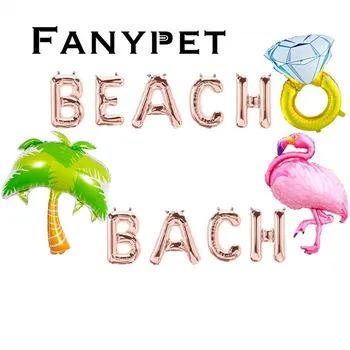 

Beach Bach Balloons, Beach Bachelorette Hawaii Luau Flamingo Ring Palm Tree Tropical Summer Party Banner