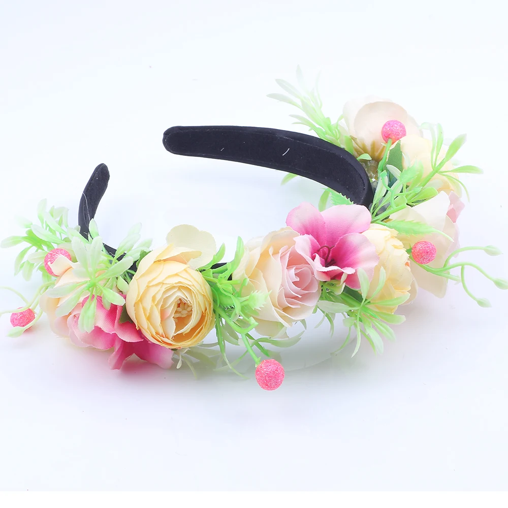 

Rose Flower Garland Hair band Wedding Party for Festival Decor Princess Floral Wreath Wedding Floral Headband For Women