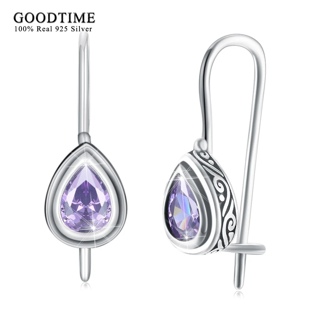 

Pure 925 Silver Earrings Simple Style Water Drop Ear Nail Multi-colored Zircon Stud Earrings for Women Sterling Silver Jewelry