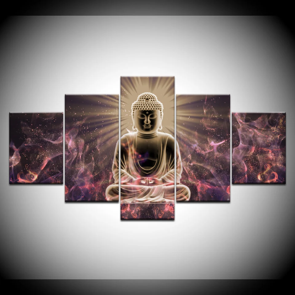 HD Printeds плакат Wall Art холщовая рама Livings комнаты дома Декор 5 шт. Буддизм абстрактные