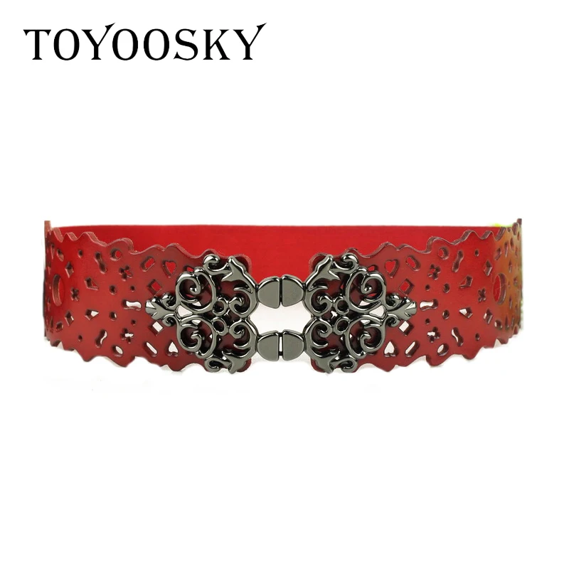 

Woman Cummerbunds All-match Vintage Hollow Black Elastic Band Carved Crown Pattern Belt for Woman High Quality Luxury Brand