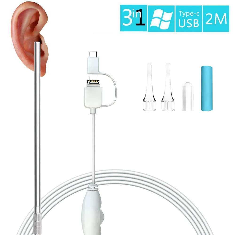 Универсальный совместимый дропшиппинг 3 в 1 Android USB для чистки ушей эндоскоп визуальный наушник камера ухо прозрачный инструмент 18#830