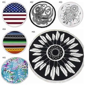 

Hippie Mandala Tapestry Round Roundie Wall Hanging Beach Towel Throw Yoga Mat Round Hot Sell Tapestry