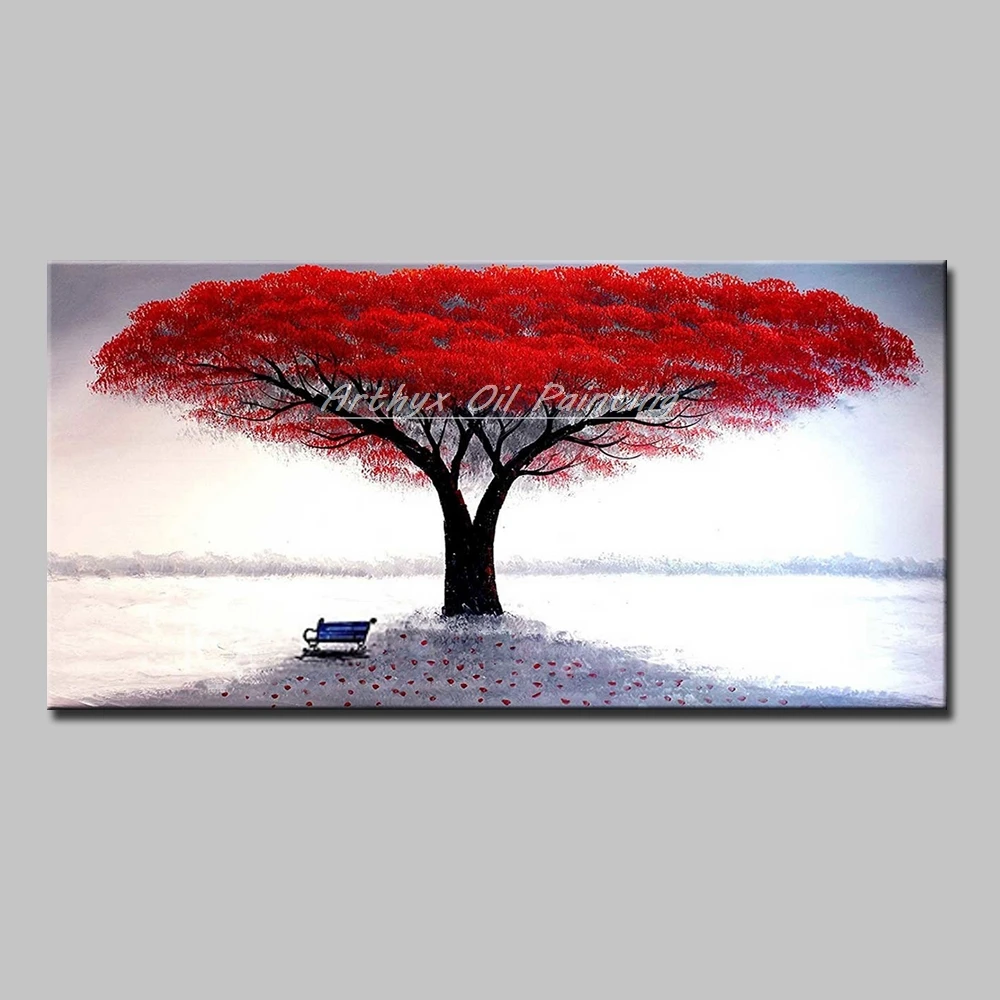 Arthyx арт большой размер Ручная роспись красное дерево картина маслом на холсте Современные абстрактные картины плакаты для гостиной домашний декор - Цвет: MT160991