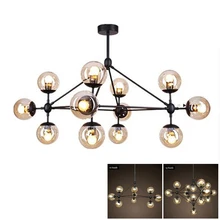 Lustre tipo loft industrial americano, modo de luz led, lâmpada preta, ferro, âmbar, vidro, globo, lâmpada led, vintage, luminária