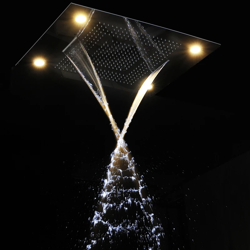 Luxurious LED Shower System Ceiling Mount Rain Head set big rain shower head,dual rain and waterfall shower sets