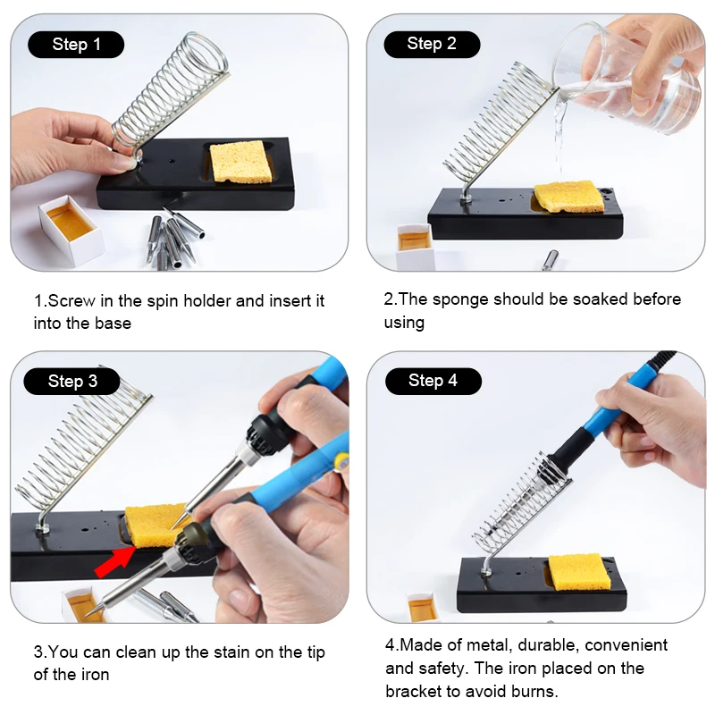 60W Adjustable Temperature Electric Soldering Iron Kit 5pcs Tips Digital Multimeter Desoldering Pump Welding Stand Repair Tool