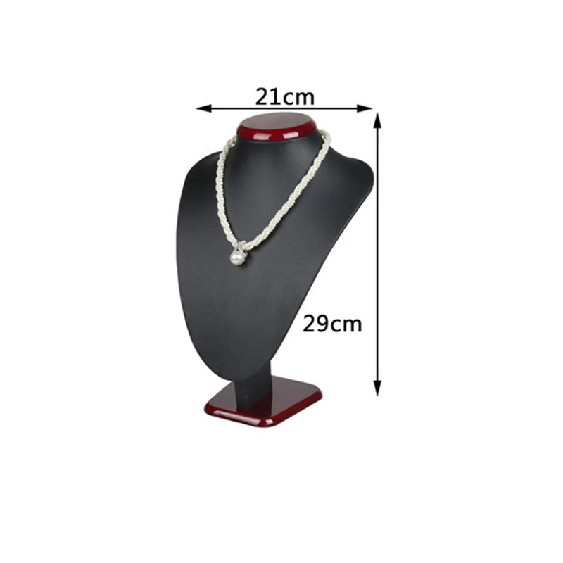 Высокое качество из искусственной кожи ожерелье Дисплей Стенд Манекен для демонстрации ювелирных изделий держатель для кулонов модельная полка шеи бюст рамки витрина - Цвет: Black-L