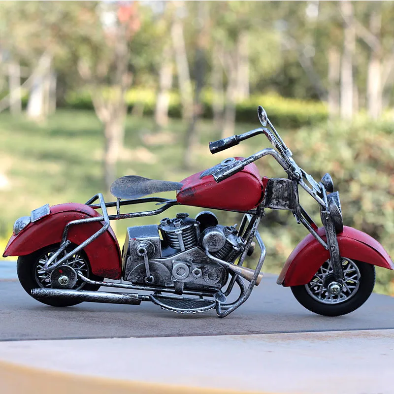 

Vintage Metal Motor Model Figurines & Miniatures Craft Gifts Retro Motorcycle Model For Home Decoratio Accessories Birthday Gift