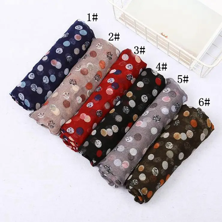 

Polka Dot Print Viscose Woman Scarf 2019 New Muslim Head Wrap Hijabs Shawls And Scarves 10pcs/lot
