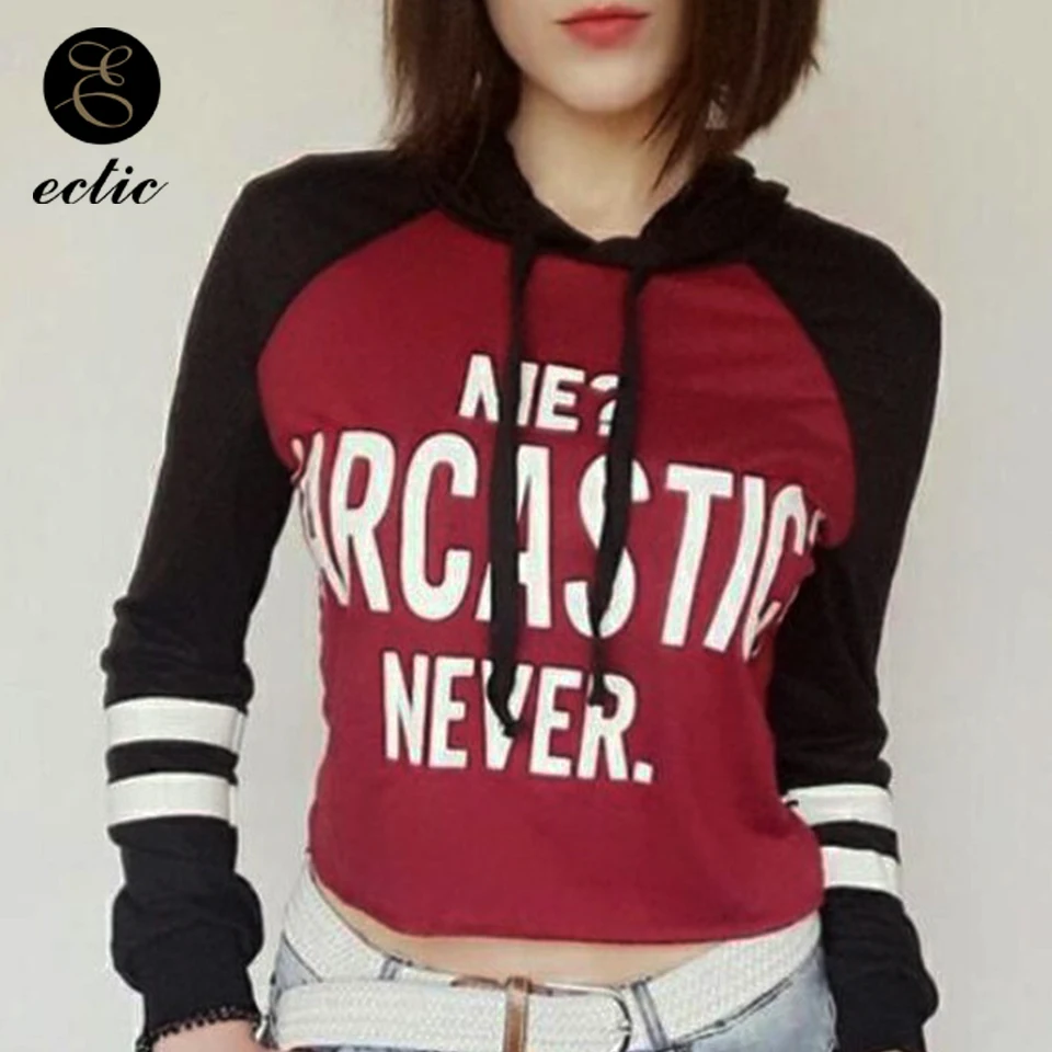 me sarcastic never crop hoodie