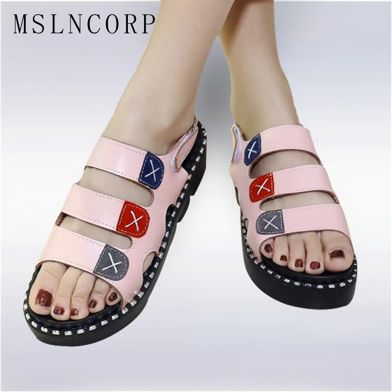 

plus size 34-44 Summer Women Sandals Shoes platform buckle Flats Light Soft Ladies casual comfortable Slides Fashion Wedges New