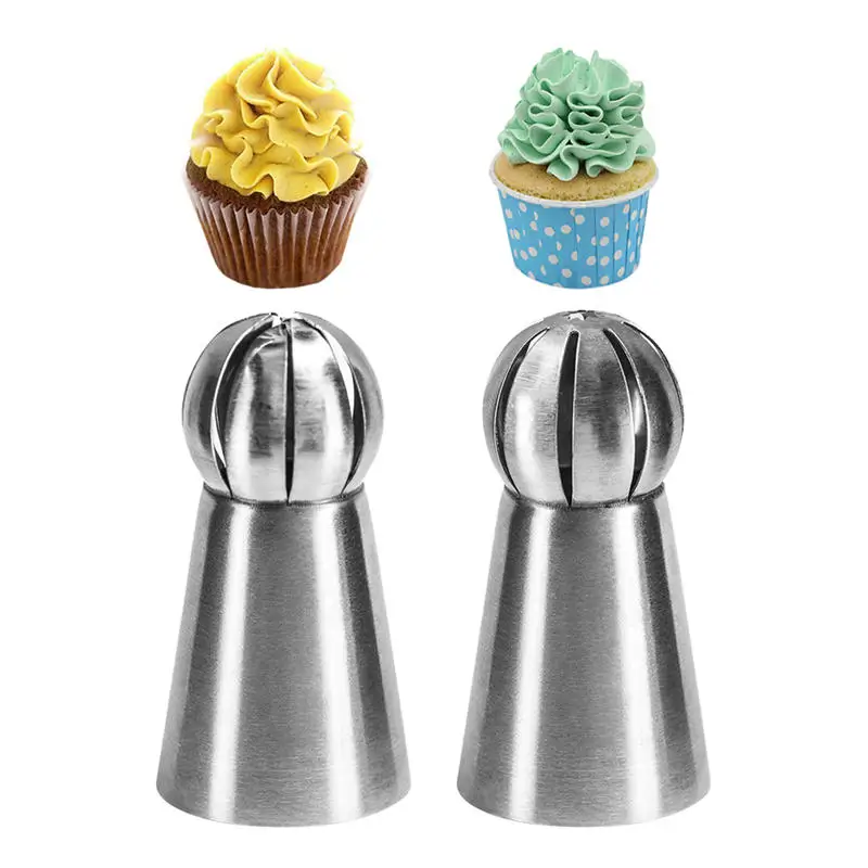 

2pcs/set Russian Sphere Cream Icing Piping Cake Nozzle Pastry Tips Cup cake Decorating Tools Chocolate Cookie Decorations
