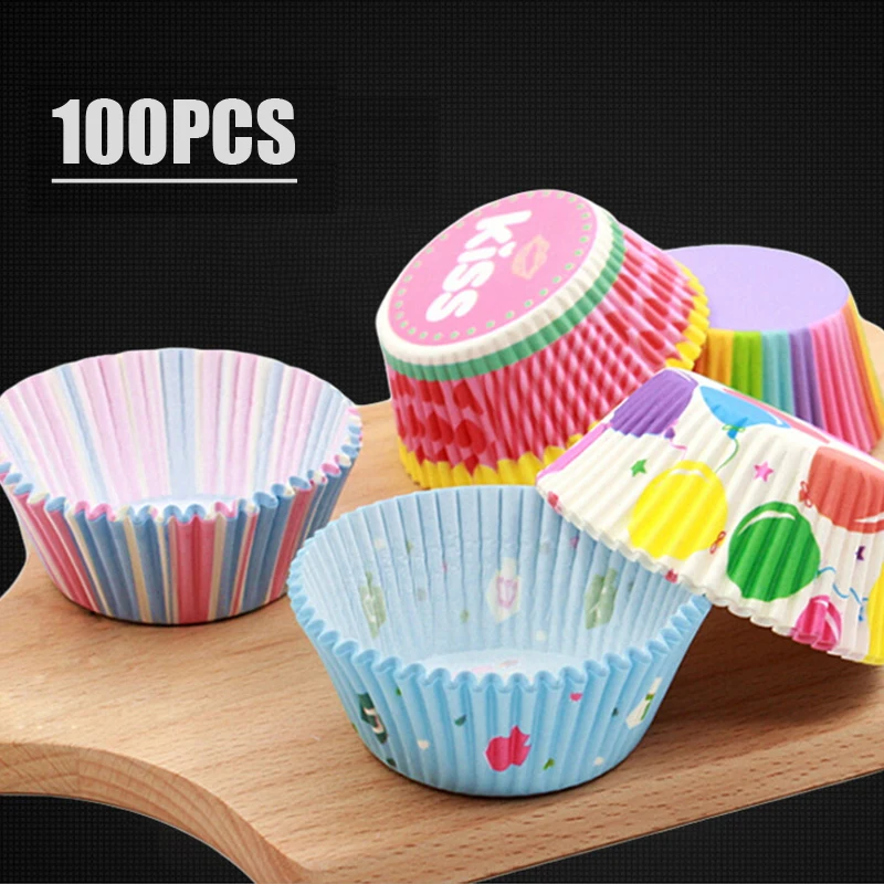 100pcs rainbow cupcake paper liners Muffin Cases Cup Cake Baking egg tarts tray kitchen