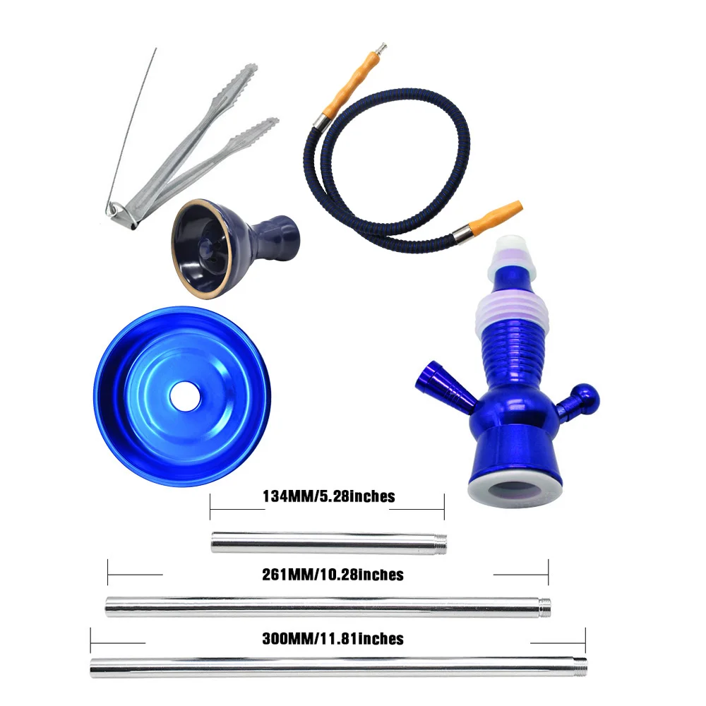 Hookah Shisha Champagne/Wine Bottle Top Hookah Stem Kit HOOKITUP Aluminum Hookah Chicha Complete Set With Bowl And Hose - Color: Blue