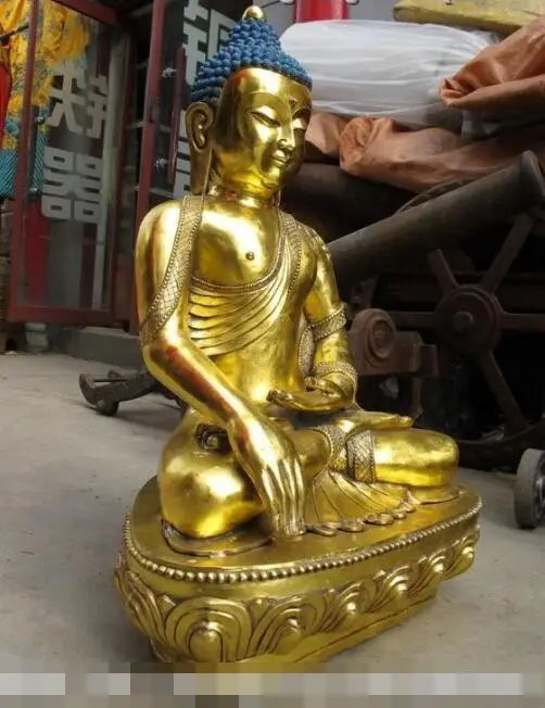 

S06727 30"Large Tibet Buddhism bronze gild Sakyamuni Tathagata Saint buddha statue