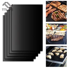 TTLIFE 5pcs/Set Reusable BBQ Grill Mat Pad Sheet Hot Plate Portable Easy Clean Outdoor Nonstick Bakeware BBQ Accessories