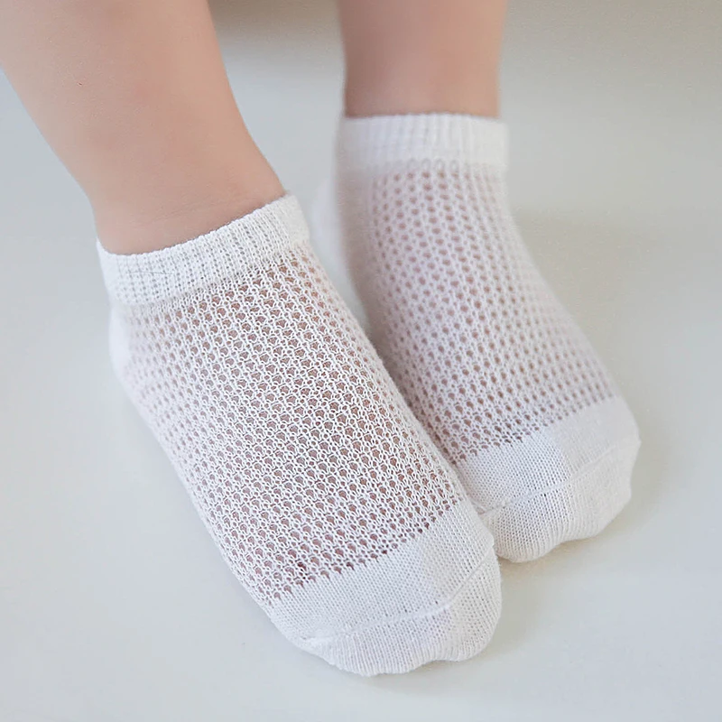 

5 Pairs/lot Summer Mesh Kids Socks For Baby Boy Girl 0-8 Years Breathable Sport Sock white solid color cotton thin ankle sock