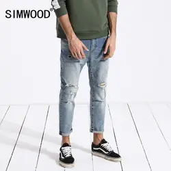 SIMWOOD джинсы для женщин Мужская хип-хоп мода рваные узкие ботильоны Длина Джинсовые брюки slim fit уличная мужская одежда 2019 Лето 180217