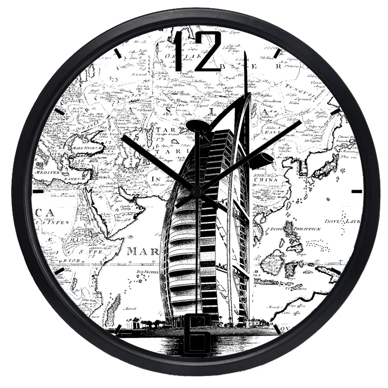 Buy Dubai Time World Map Large Decorative Wall Clock