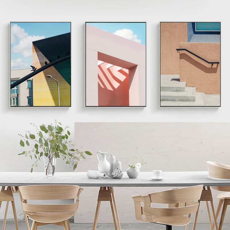

Geometric Building Abstract Art Canvas Poster Prints Nordic Wall Painting Print Wall Art Prints Living Scandinavian room decor