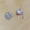 925 Sterling Silver Cute Hollow-out Cube shape Cage Pendant, Hollow Square Box style Can Hold Pearl Gem Locket Pendant Mounting 6
