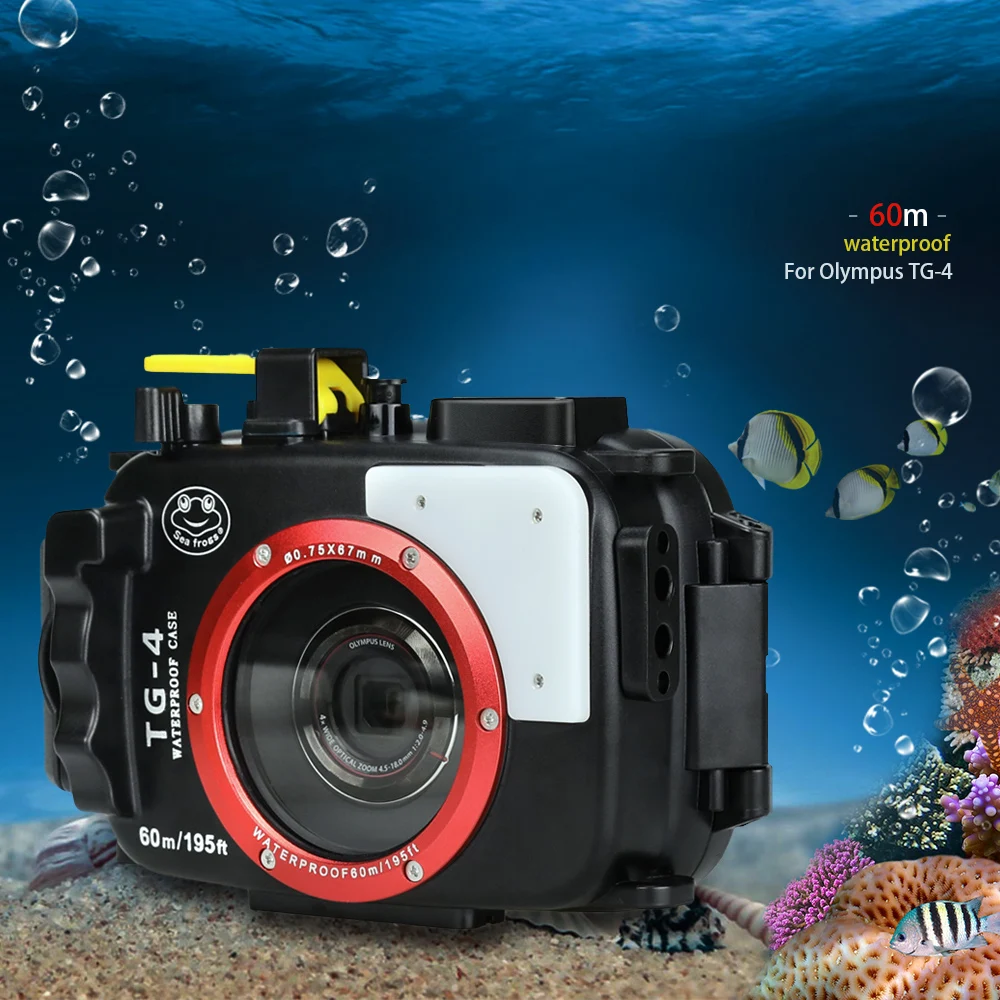 Для Olympus TG4 чехол 60 M/195ft TG4 корпус для подводной камеры водонепроницаемый чехол с двумя оптоволоконными портами