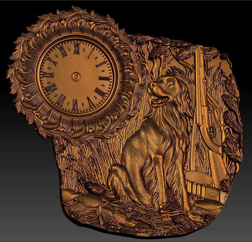 

Digital file in STL format clock for CNC 3D relief carving engraving C36-14