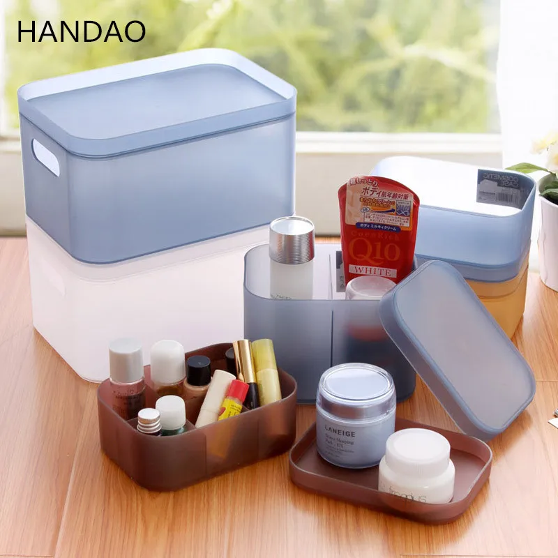 

Stackable Storage Box Desktop Dressing Table Plastic Jewelry Cosmetic Box With Lid Makeup Organizer Storage Container 4pcs/lot