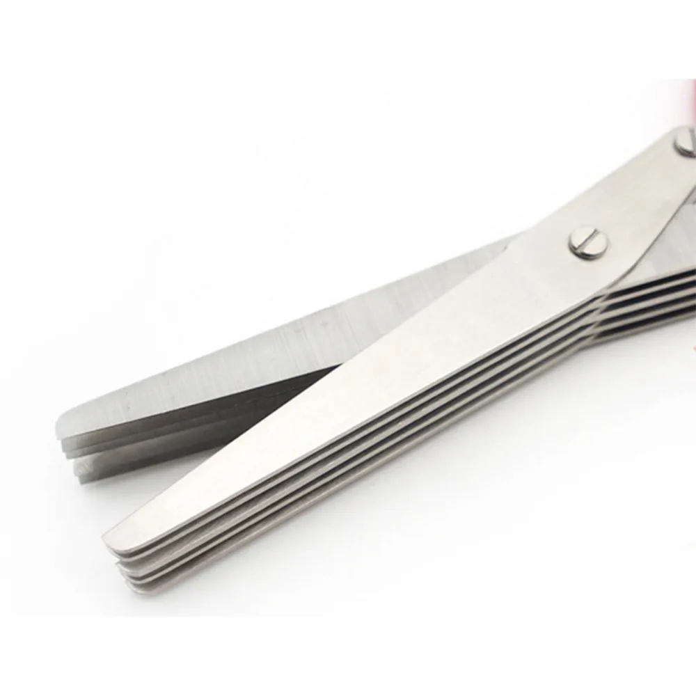2017 New 5 layers Stainless Steel Kitchen Scissors Kitchen Tools Five Green Onion Cut Multifunction Knife
