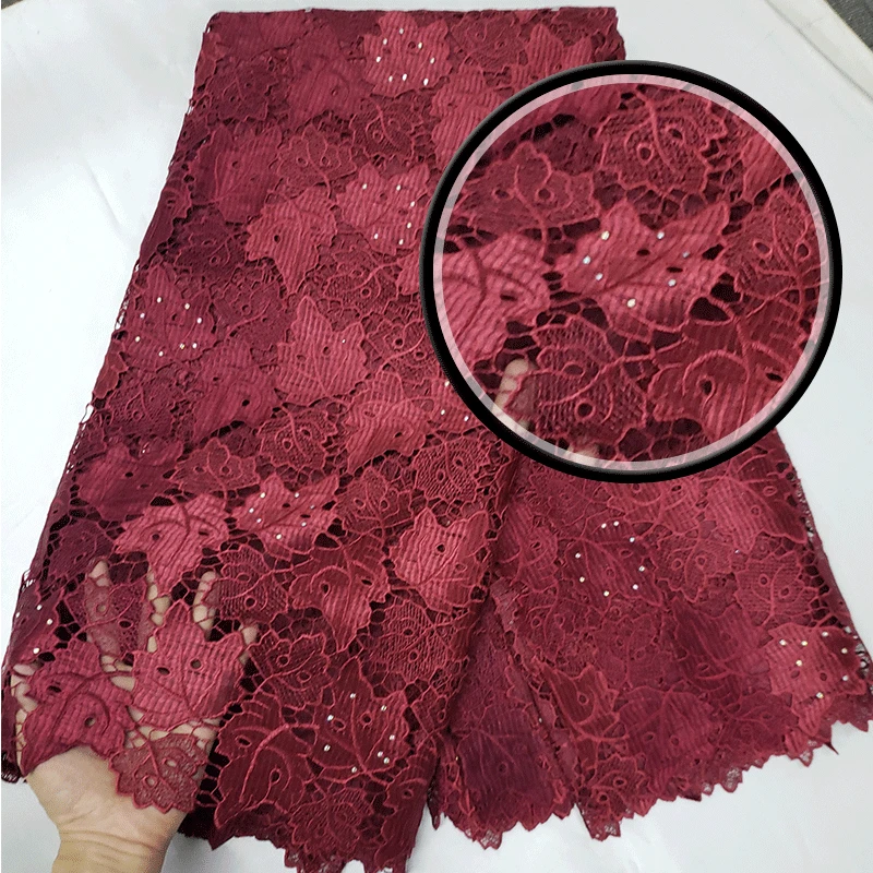 Cost sales Latest dark green embroidered lace fabric fashion design