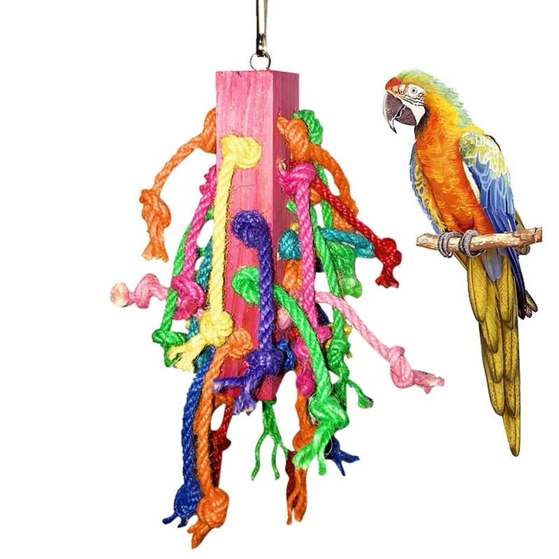 Colorful Hemp Ropes Parrot Toys Hanging Swing Bird Cage Parakeet