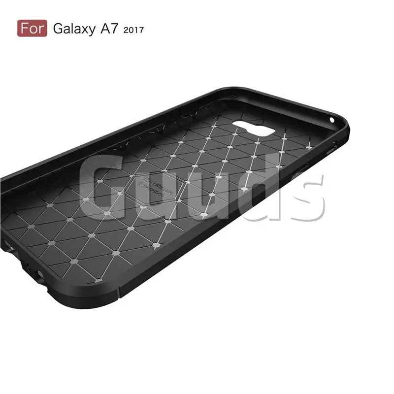 Luxury Carbon Fiber Brushed Wire Drawing Silicone TPU Back Cover for Samsung Galaxy A7 2017 A720 (Black)