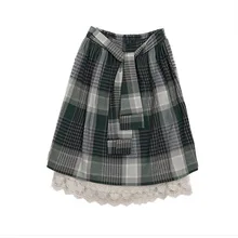 Новинка, летняя юбка Mori для девушек, корейская мода, женская клетчатая кружевная кавайная юбка, женская одежда, низ Y03626