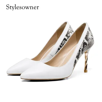 

Stylesowner England Style Concise Office Woman Pumps High Heels with Metal Heels 9cm Large Size Fashion Comfort Party Shoes