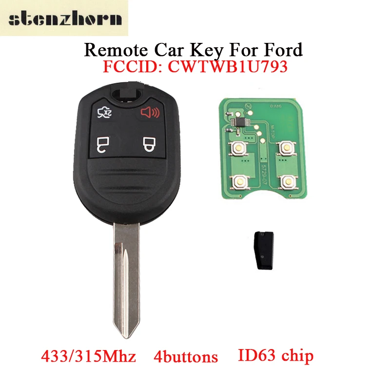 

Stenzhorn 4Button Car Remote Key 315/433Mhz For Ford Expedition Edge Escape Explorer Mustan Flex Fusion Taurus For Mazda Tribute