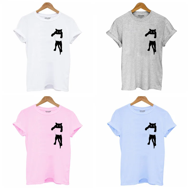 COOLMIND-QI0232B-100-cotton-cat-print-women-T-shirt-casual-short-sleeve-Tshirt-female-o-neck