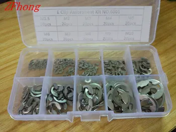 

120PCS/200PCS M1.5~M10 304 Stainless Steel Stainless Steel E Clip Assortment Kit Circlip retaining ring for shaft fastener